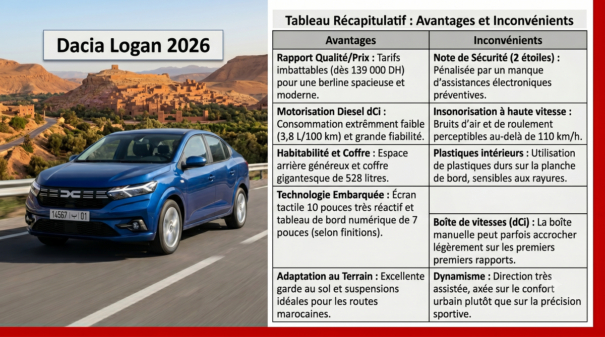 Analyse Complète : Dacia Logan (Modèle 2026 — Marché Marocain)