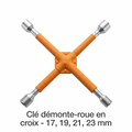 Clé démonte-roue en croix - 17, 19, 21, 23 mm