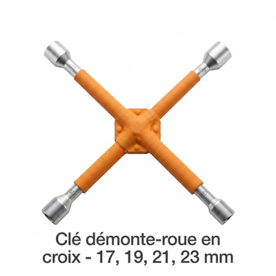 Clé démonte-roue en croix - 17, 19, 21, 23 mm