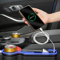 Boîte de rangement multifonctionnelle pour l'espace entre les sièges de voiture, avec lumière LED