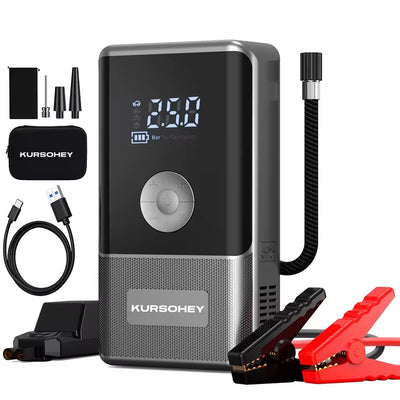 Booster de Batterie 12V avec Compresseur d'Air Intégré - Démarreur 4-en-1